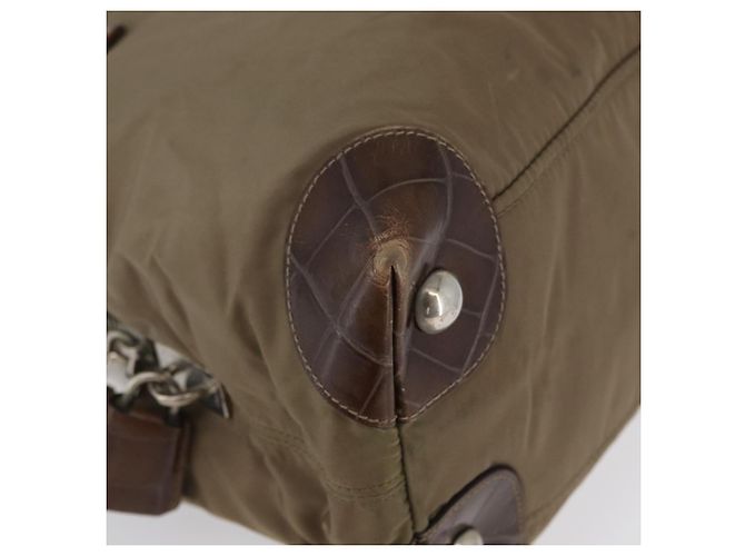 PRADA Borsa a mano in nylon khaki argento autentica 173838 Cachi - vista 14