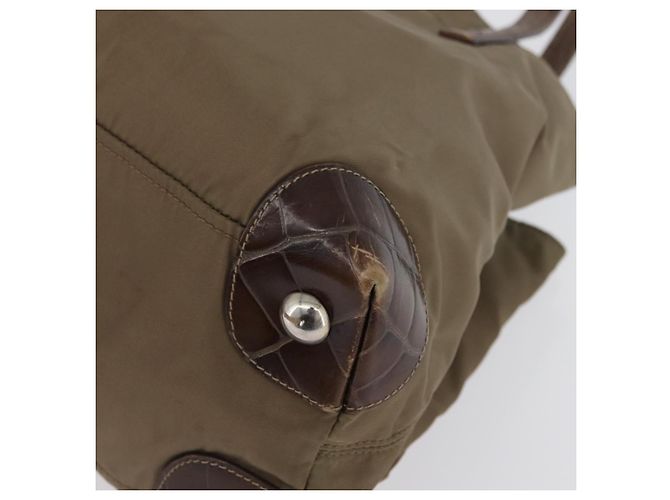 PRADA Borsa a mano in nylon khaki argento autentica 173838 Cachi - vista 15
