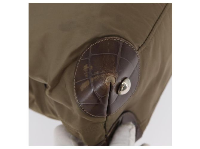 PRADA Borsa a mano in nylon khaki argento autentica 173838 Cachi - vista 16