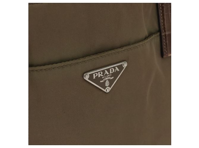 PRADA Borsa a mano in nylon khaki argento autentica 173838 Cachi - vista 17