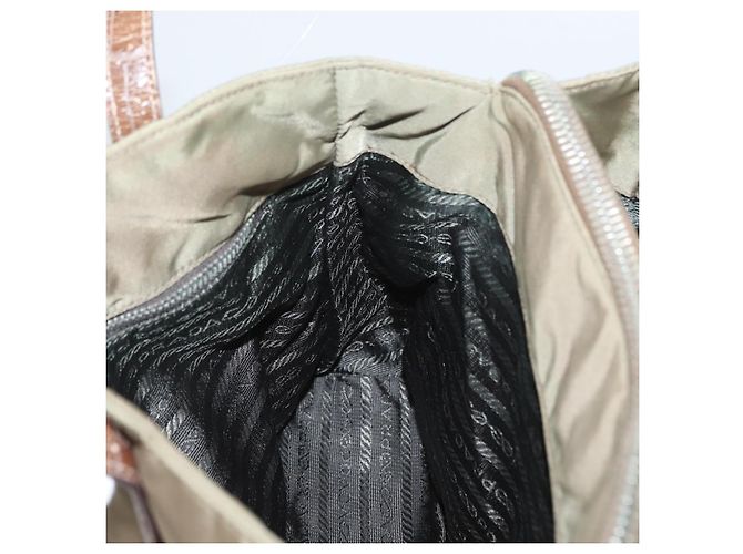 PRADA Borsa a mano in nylon khaki argento autentica 173838 Cachi - vista 19