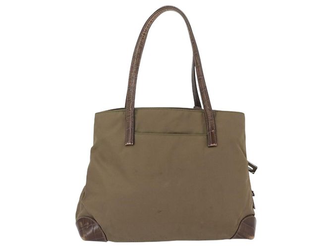 PRADA Borsa a mano in nylon khaki argento autentica 173838 Cachi - vista 2