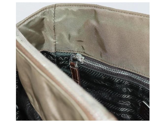 PRADA Borsa a mano in nylon khaki argento autentica 173838 Cachi - vista 24