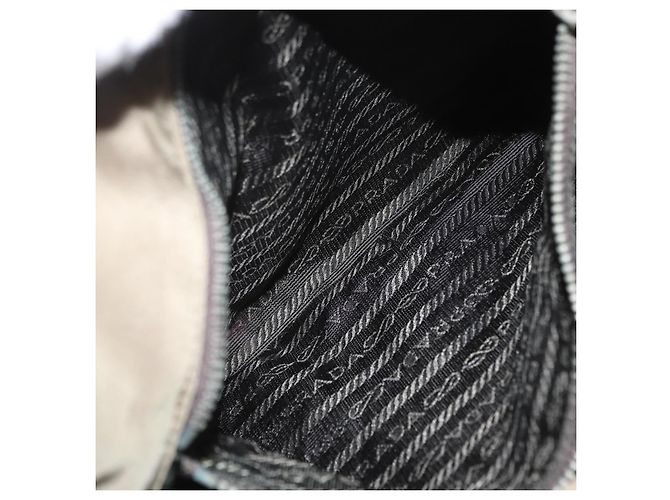PRADA Borsa a mano in nylon khaki argento autentica 173838 Cachi - vista 25