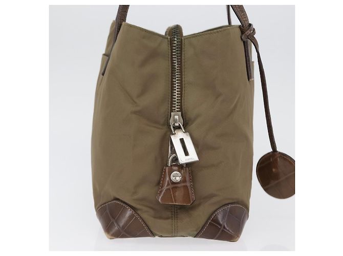 PRADA Borsa a mano in nylon khaki argento autentica 173838 Cachi - vista 4