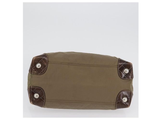 PRADA Borsa a mano in nylon khaki argento autentica 173838 Cachi - vista 5