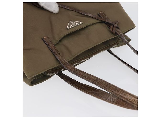 PRADA Borsa a mano in nylon khaki argento autentica 173838 Cachi - vista 6