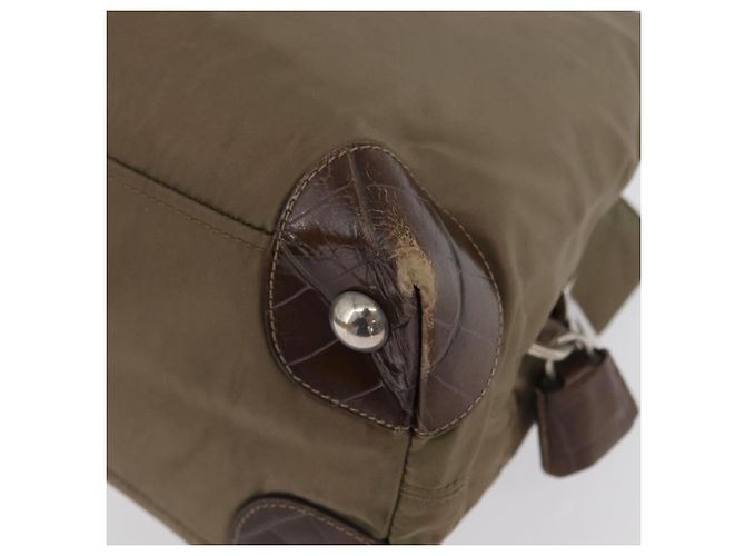 PRADA Borsa a mano in nylon khaki argento autentica 173838 Cachi - vista 9