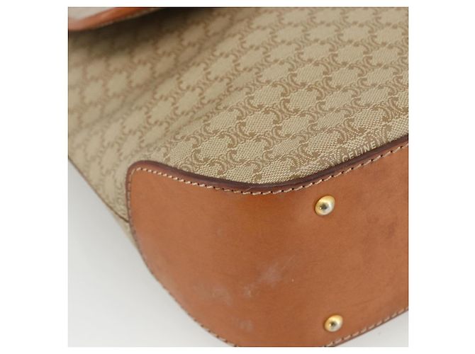 Céline Borsa a mano in tela Macadam CELINE PVC Beige Oro Auth LNZ539 D'oro - vista 14