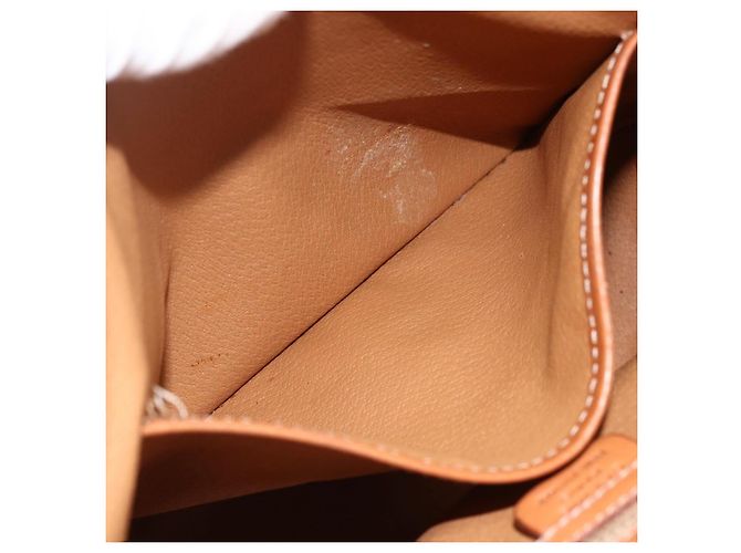 Céline Borsa a mano in tela Macadam CELINE PVC Beige Oro Auth LNZ539 D'oro - vista 21