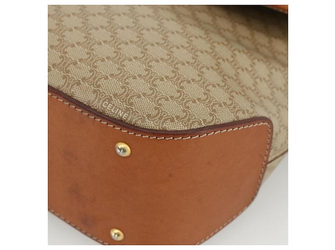 Céline Borsa a mano in tela Macadam CELINE PVC Beige Oro Auth LNZ539 D'oro - vista 9