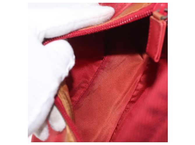PRADA Borsa a mano in nylon rosso argento Auth LNZ983 - vista 11