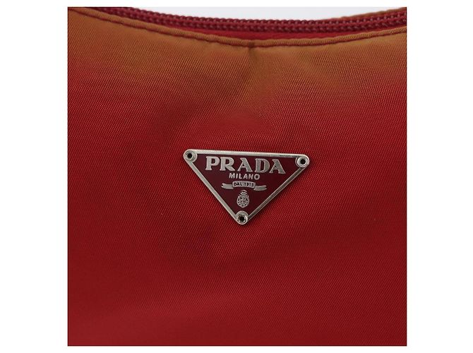 PRADA Borsa a mano in nylon rosso argento Auth LNZ983 - vista 18