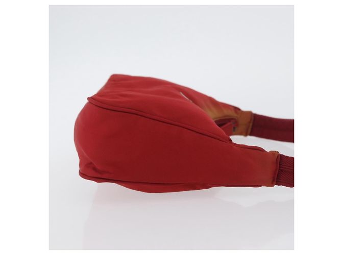 PRADA Borsa a mano in nylon rosso argento Auth LNZ983 - vista 3