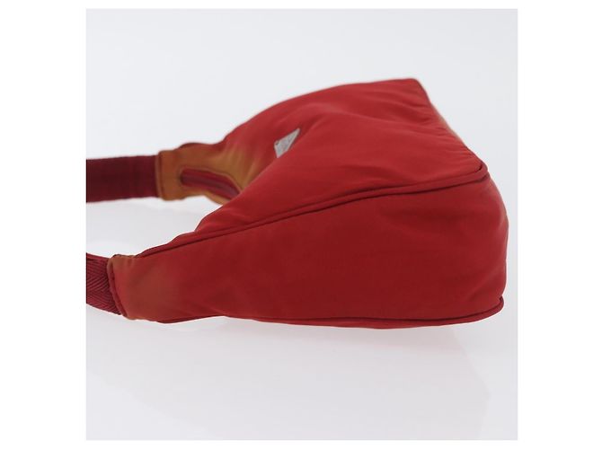 PRADA Borsa a mano in nylon rosso argento Auth LNZ983 - vista 4