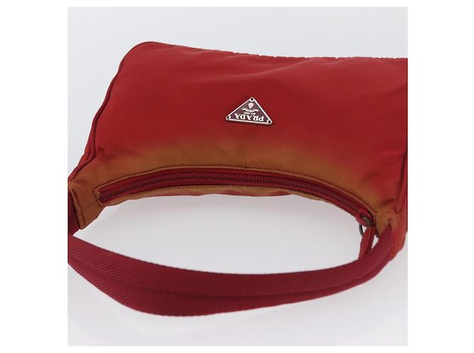 PRADA Borsa a mano in nylon rosso argento Auth LNZ983 - vista 6