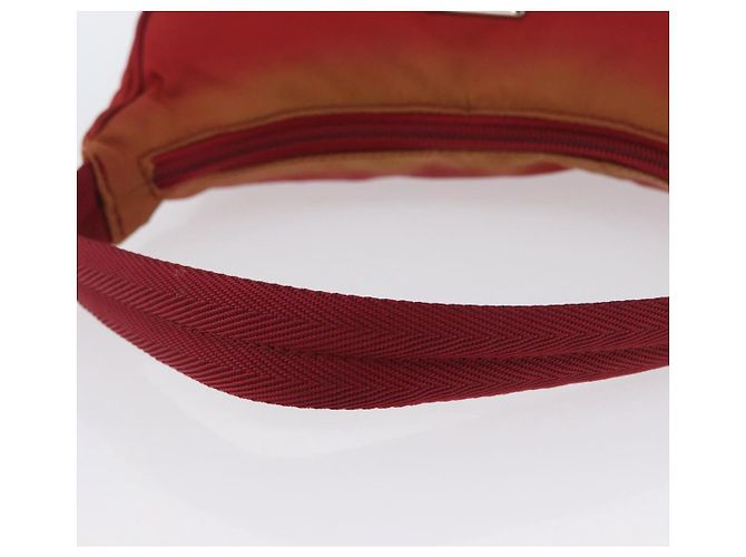 PRADA Borsa a mano in nylon rosso argento Auth LNZ983 - vista 7