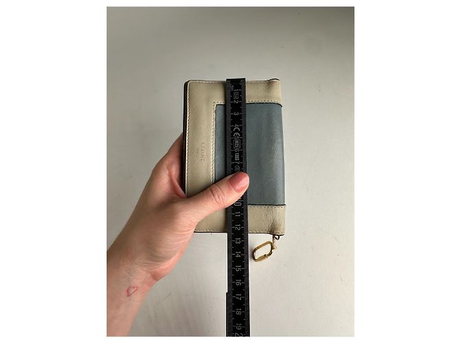Céline Vintage Celine Paris Keychain Leather Wallet Blue white - view 10