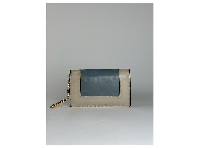 Céline Vintage Celine Paris Keychain Leather Wallet Blue white - view 2