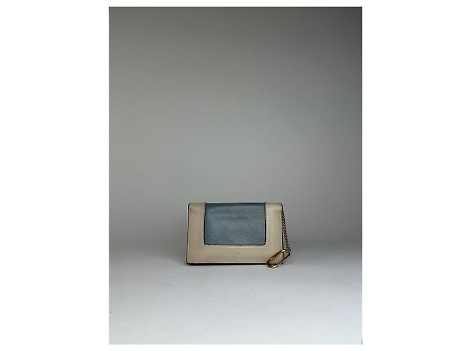 Céline Vintage Celine Paris Keychain Leather Wallet Blue white - view 6