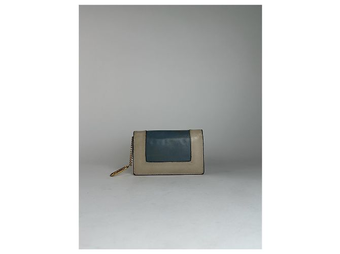 Céline Vintage Celine Paris Keychain Leather Wallet Blue white - view 8