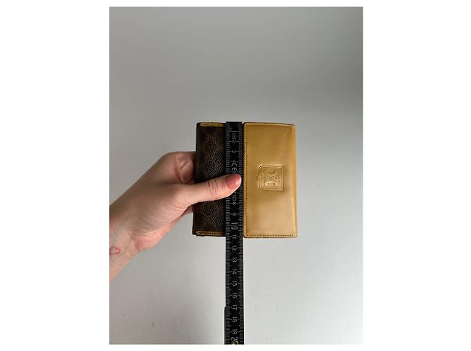 Céline Vintage Celine Paris Triomphe Monogram Leather Wallet Brown Beige - view 9