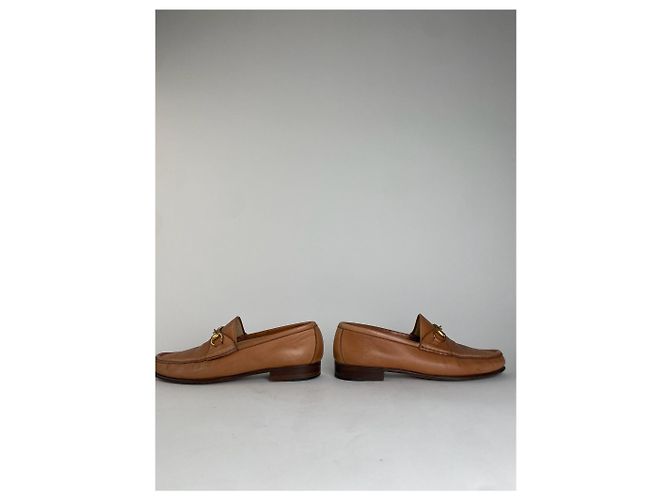 Mocassino in pelle Horsebit vintage Gucci marrone - vista 3