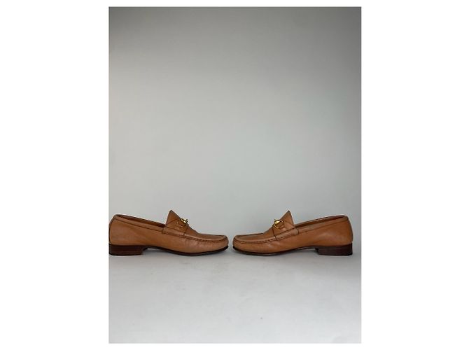 Mocassino in pelle Horsebit vintage Gucci marrone - vista 4