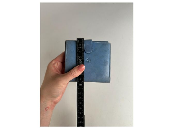 Vintage Loewe Madrid Soft Leather Wallet Blue - view 11