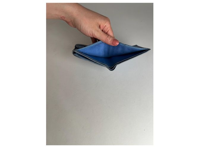 Vintage Loewe Madrid Soft Leather Wallet Blue - view 6