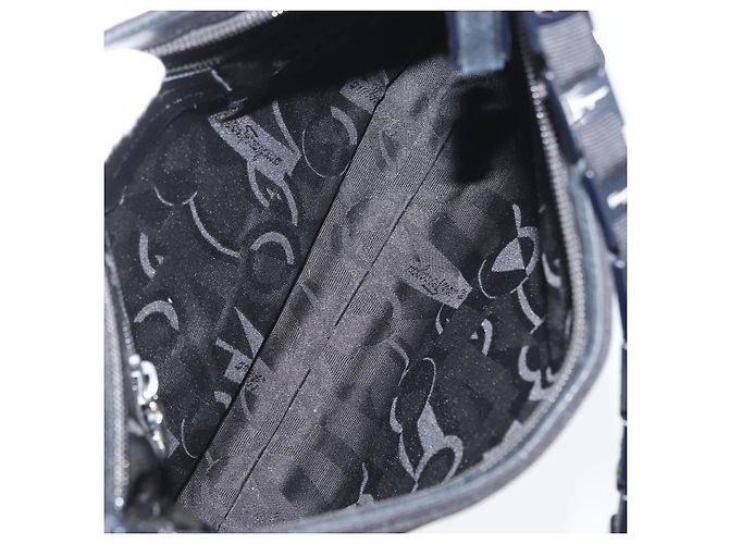 Borsa a Spalla Chain Vala in Nylon Nero Salvatore Ferragamo Auth BA10885 - vista 11