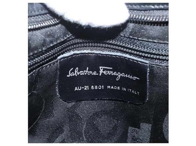 Borsa a Spalla Chain Vala in Nylon Nero Salvatore Ferragamo Auth BA10885 - vista 12