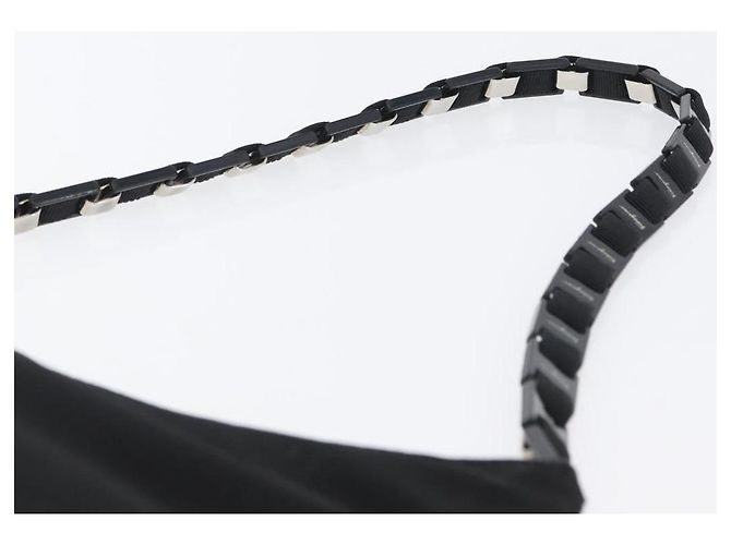 Borsa a Spalla Chain Vala in Nylon Nero Salvatore Ferragamo Auth BA10885 - vista 8