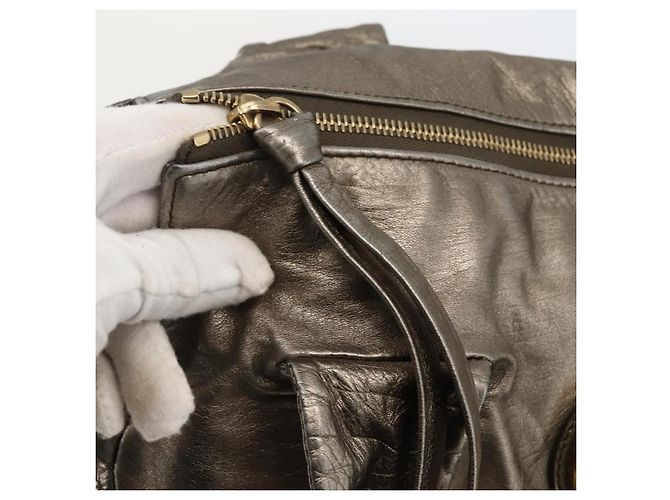 GUCCI Histeria Borsa Tote Pelle Argento Oro 197021 Auth mr1995 D'oro - vista 10