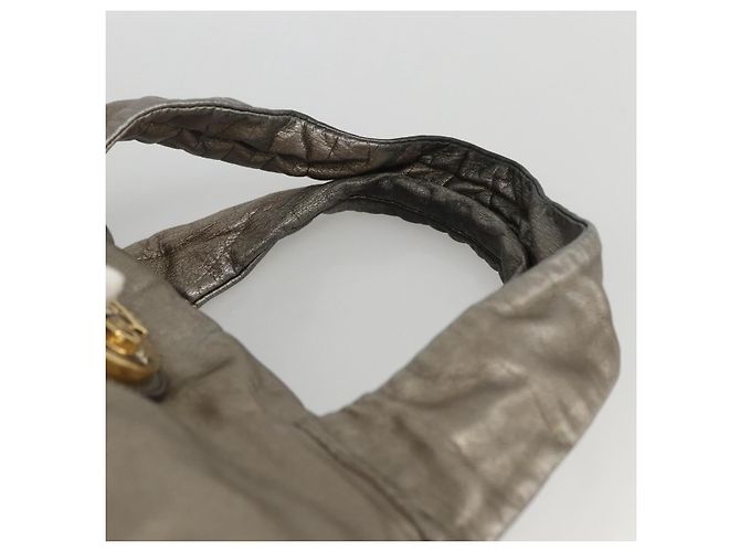 GUCCI Histeria Borsa Tote Pelle Argento Oro 197021 Auth mr1995 D'oro - vista 8