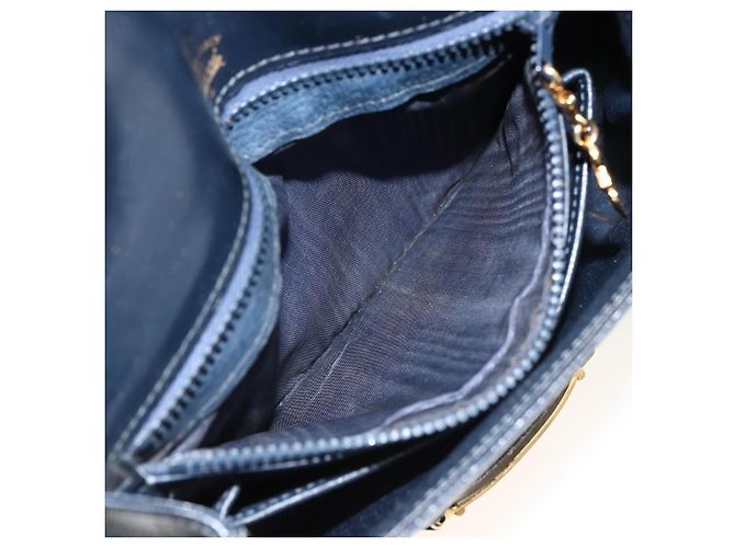 GUCCI Schultertasche aus Leder in Marineblau und Gold Auth LNZ977 Golden - Ansicht 10