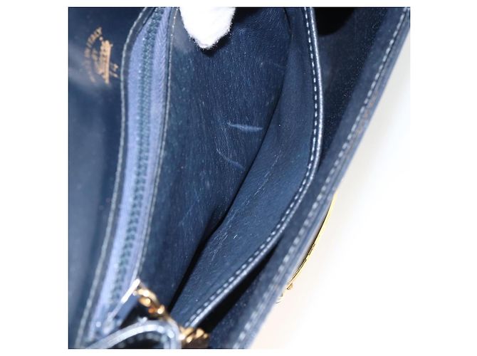 GUCCI Schultertasche aus Leder in Marineblau und Gold Auth LNZ977 Golden - Ansicht 11