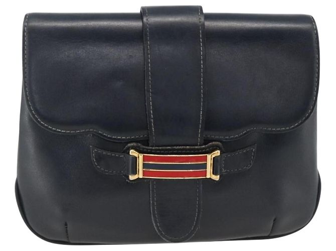 GUCCI Schultertasche aus Leder in Marineblau und Gold Auth LNZ977 Golden - Ansicht 13