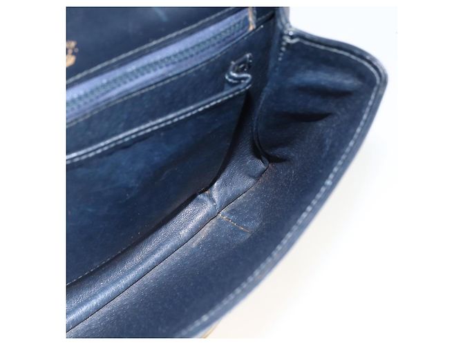 GUCCI Schultertasche aus Leder in Marineblau und Gold Auth LNZ977 Golden - Ansicht 14