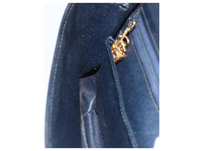 GUCCI Schultertasche aus Leder in Marineblau und Gold Auth LNZ977 Golden - Ansicht 15