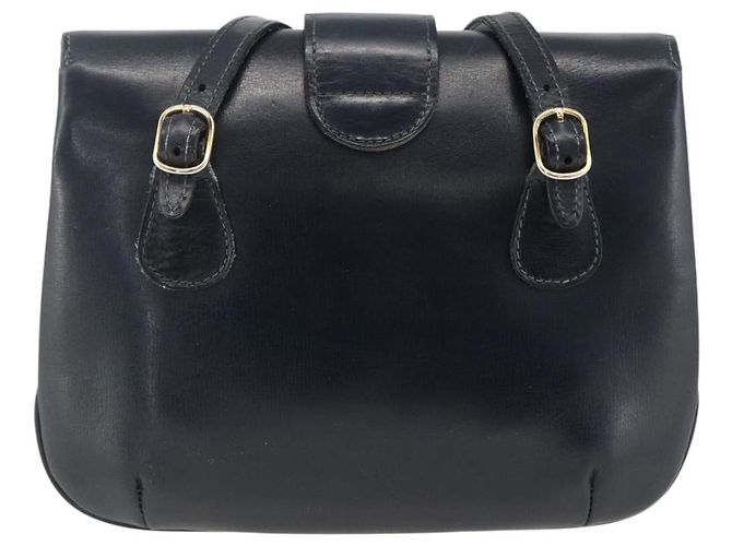GUCCI Schultertasche aus Leder in Marineblau und Gold Auth LNZ977 Golden - Ansicht 2