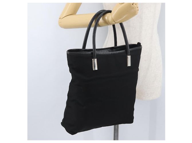 Gucci Borsa Tote in Nylon Nera Argento Auth 173861 Nero - vista 22