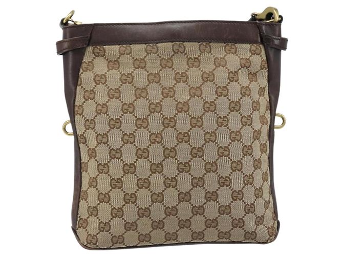 Borsa a Spalla GG Canvas Gucci Beige Oro 109106 Auth 173911 D'oro - vista 13