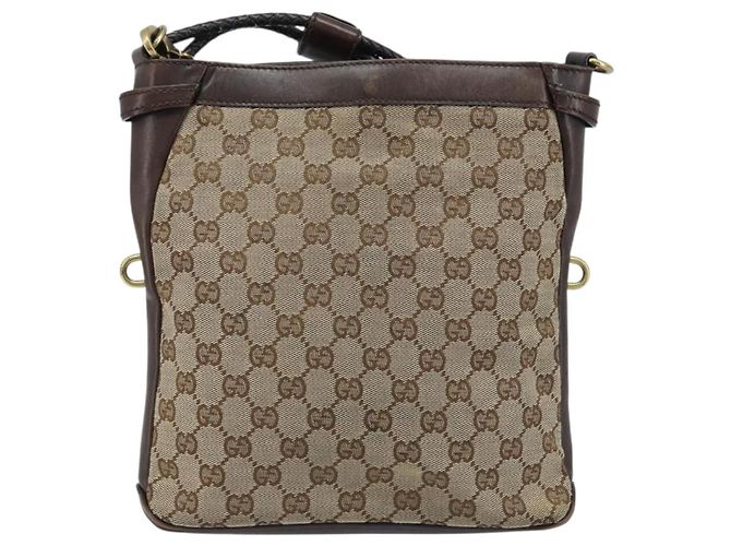 Borsa a Spalla GG Canvas Gucci Beige Oro 109106 Auth 173911 D'oro - vista 2