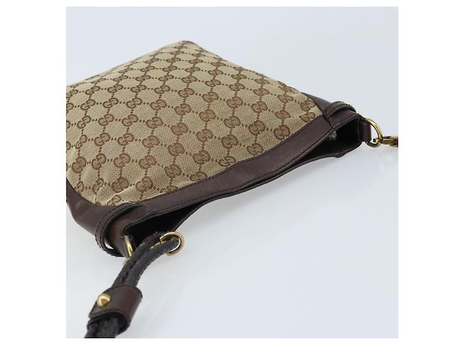 Borsa a Spalla GG Canvas Gucci Beige Oro 109106 Auth 173911 D'oro - vista 6
