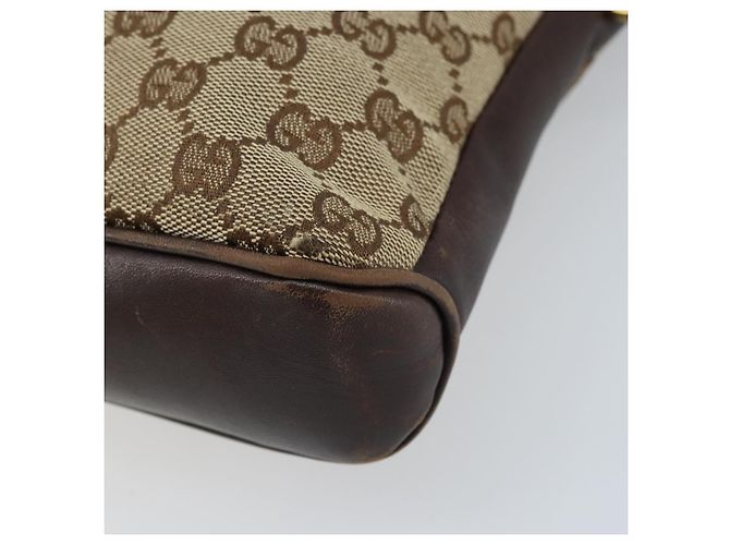 Borsa a Spalla GG Canvas Gucci Beige Oro 109106 Auth 173911 D'oro - vista 9