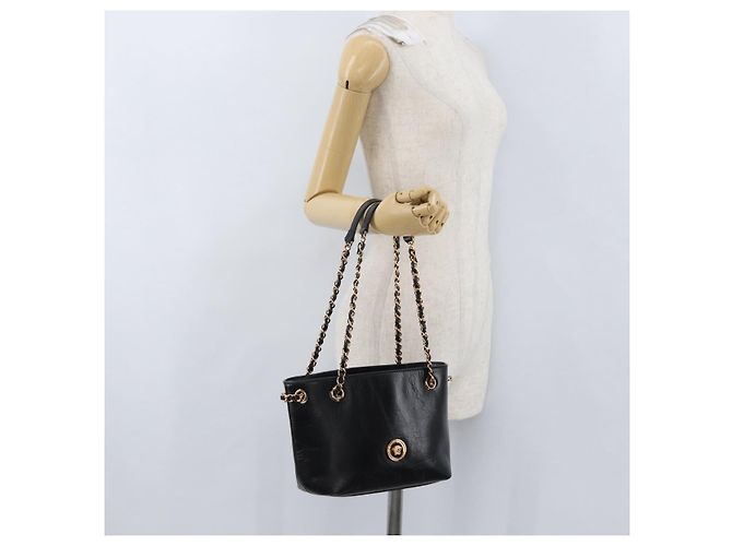 Bottega Veneta Borsa Tote in Pelle con Catena Nera Oro Auth BA10943 Nero D'oro - vista 23
