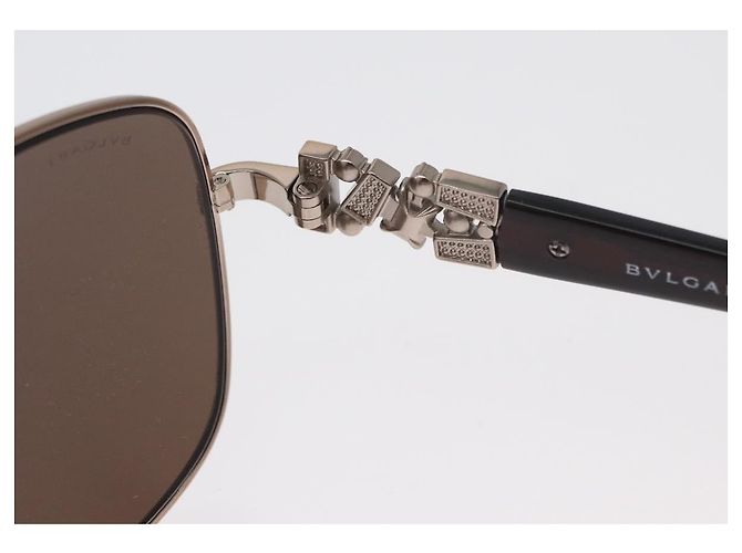 Bulgari Gafas de sol BVLGARI metal Marrón 6066-B Auth BA11295V Castaño - vista 10