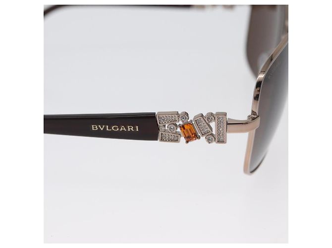 Bulgari Gafas de sol BVLGARI metal Marrón 6066-B Auth BA11295V Castaño - vista 8