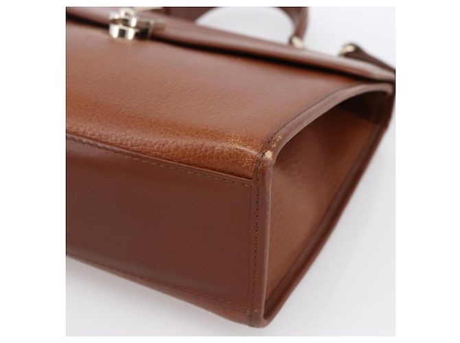 Borsa a mano Burberry in pelle 2 vie marrone oro Auth hk3526 D'oro - vista 10